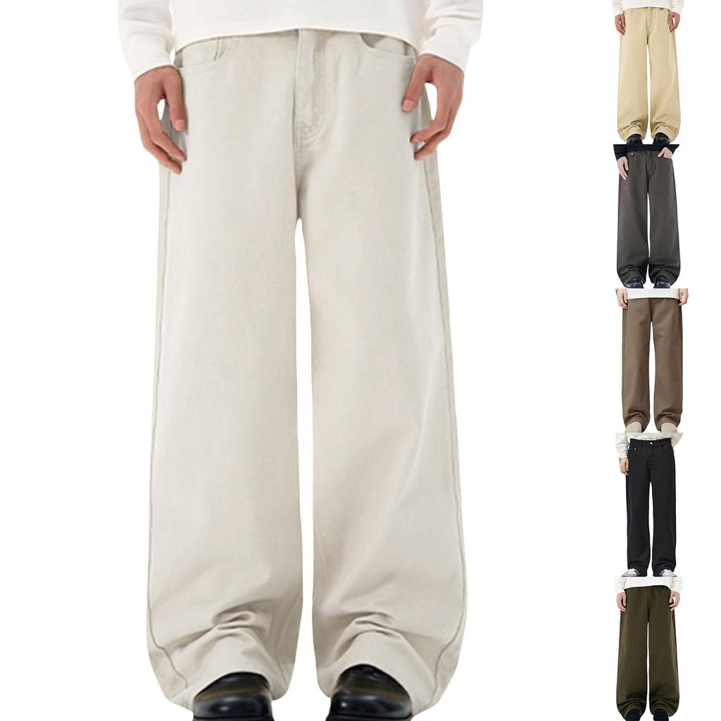 Mens Straight Leg Jeans Baggy Lightweight Wide Leg Denim Pants Casual Fashion Vintage Bell Bottom Jeans Men