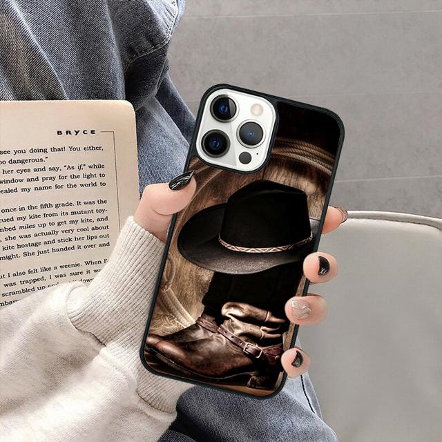 Ковбойские Ковбойские Сапоги Шпоры Шляпа Чехол для Телефона Cover для iPhone 17 Air 16 16e 15 13 14 11 12 Pro Max Plus coque fundas Оболочка