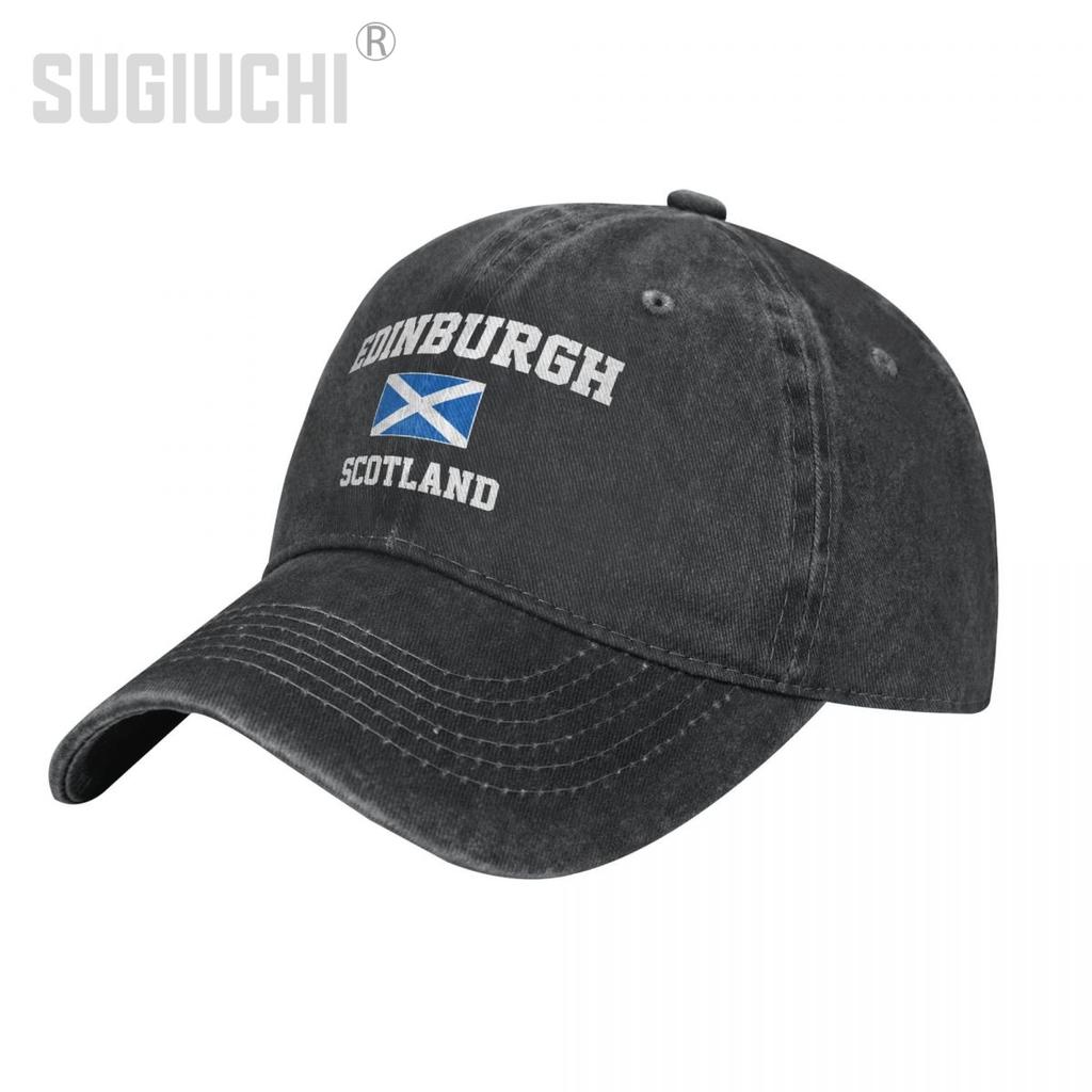 Flag of Scotland Edinburgh Unisex Adult Charcoal Washed Denim Baseball Cap Unisex Classic Vintage Cotton Dad Patriotic Trucker Hat