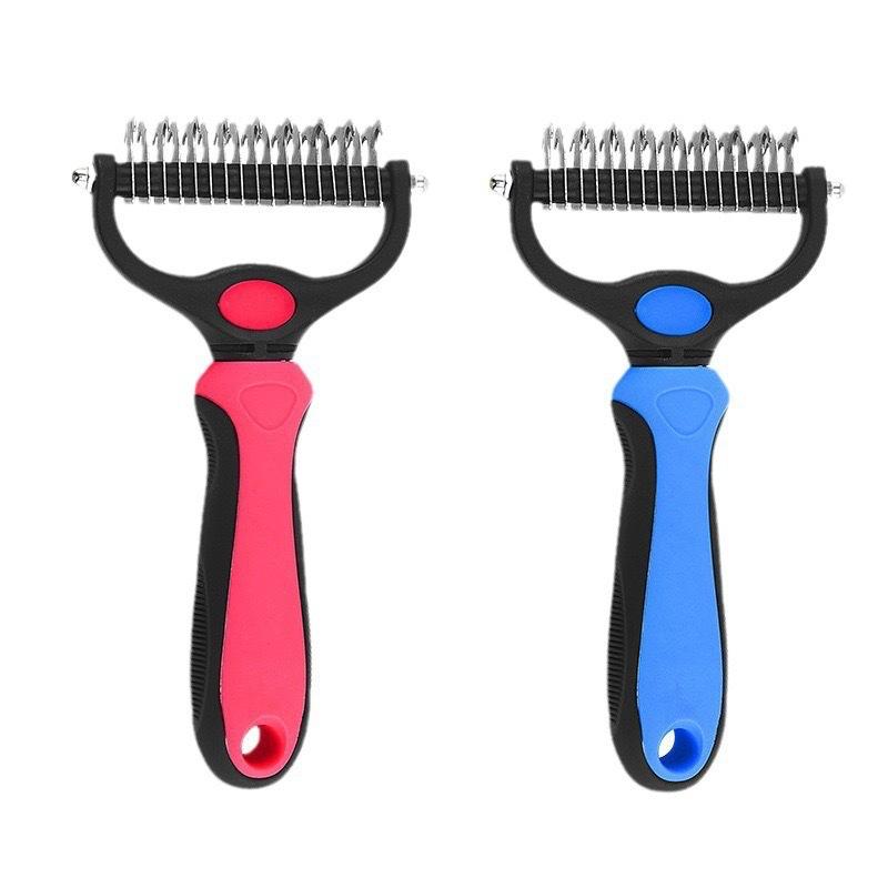 Professional Pet Deshedding Brush 2 Sided Dematting Dog Comb Cat Brush Rake Puppy Grooming Tools Undercoat Shedding Flying Hair