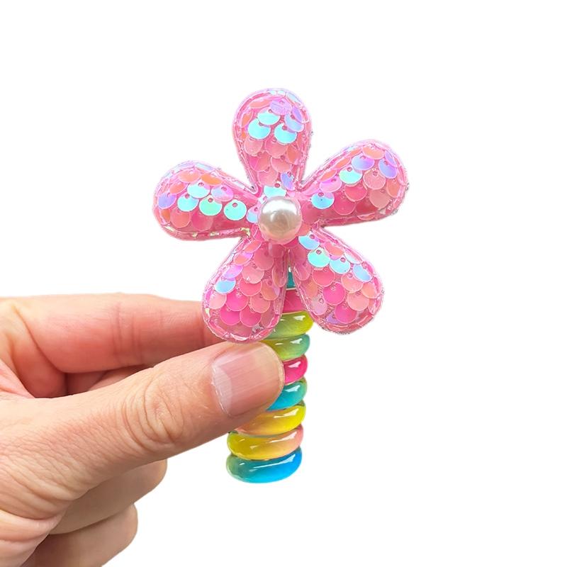 1 шт., новая красивая вышитая бабочка, эластичная спиральная веревка для волос, веревка, хвостик, резинка для волос, головной убор для детей