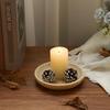5.5\" Natural Marble Round Tray for Jewelry Cosmetic Display Vintage Stone Candlestick Key Holder for Wedding Home Office Decor