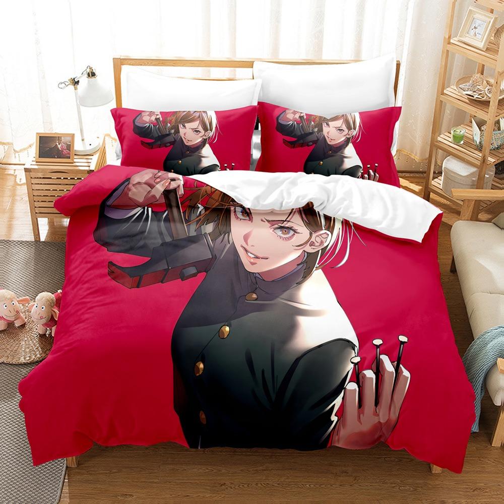 Japanese Famous 3D Anime J-Jujutsu K-Kaisens S-Satoru G-Gojos Christmas Gift King Twin Double Child Bedding Set Microfiber Duvet Cover Set