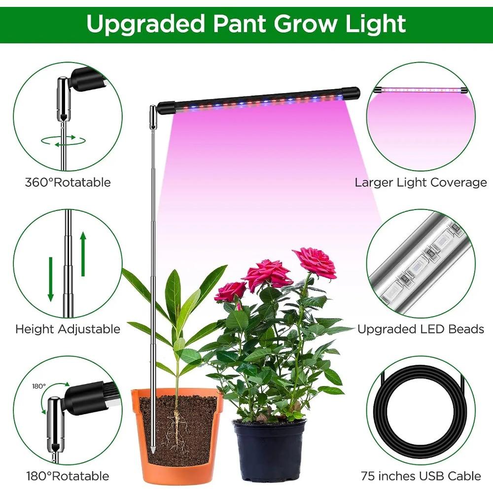 KEBINCPLED USB телескопическая трубка для выращивания ламп, полный спектр 5 В с управлением, фитолампа, освещение для дома, комнатный фитосвет для рассады цветов