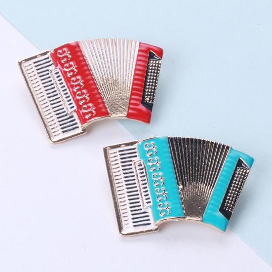 Accordion Brooch Drop Oil Musical Instrument Corsage Ladies Coat Suit Buckle