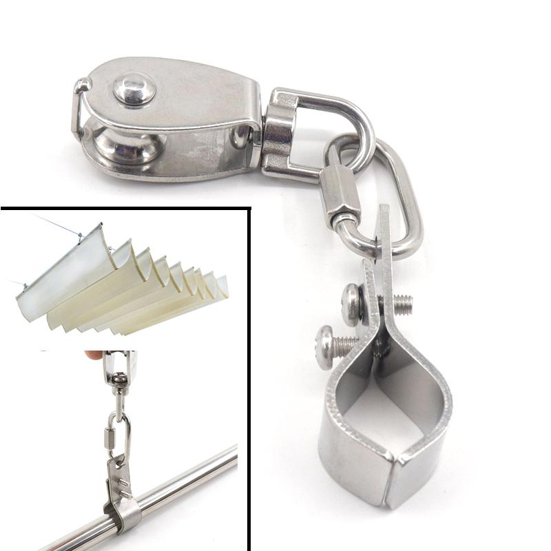 SS304 Stainless Steel Pulley Block M15 Pulley Adjustable Fixed Pipe Clamps Connecting Rings Telescopic Sunshade Net Accessories