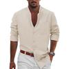 Мужская Последняя Популярная Повседневная Рубашка на Пуговицах с Длинным Рукавом Хлопок-Лен Пляжная Рубашка Повседневная Рубашка