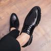 Fashionable Korean Style Pointed Casual Leather Shoes for Men and Men with Lace Up Comfortable Wedding Formal Wear Leather Shoes