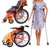 Mini Wheelchair Toy Set for Dollhouse Miniature Model with Crutches House Decoration DIY Crafts Sand Table