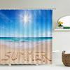 Занавеска для душа с крючками «Прибрежный пейзаж»    Декор для ванных комнат в свежей морской тематике, усиленные петли и легко чистить