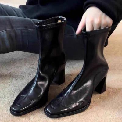 Женские ботильоны на высоком каблуке, готическая мода, туфли на массивном каблуке, зимние туфли-лодочки, зимние гладиаторы, женские короткие челси, ботильоны женские