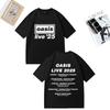OASIS Live 25 Tour 2025 Vintage T-shirt Men Woman Casual Cotton T-shirt Clothes Hip Hop Streetwear Short Sleeve Shirts Fans Gift