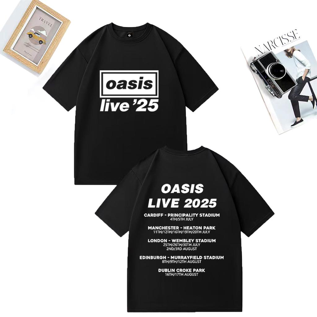 OASIS Live 25 Tour 2025 Vintage T-shirt Men Woman Casual Cotton T-shirt Clothes Hip Hop Streetwear Short Sleeve Shirts Fans Gift