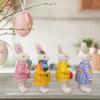 4Pcs Easter Bunny Figurine Holding Flower Egg Knitted Sweater Rabbit Statue Spring Easter Holiday Party Decoration Ornament