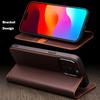 Qialino Genuine Leather Flip Case For Apple Iphone Air 17 16 15 Pro Max Plus Bracket Handmade Business Cover With Card Slots