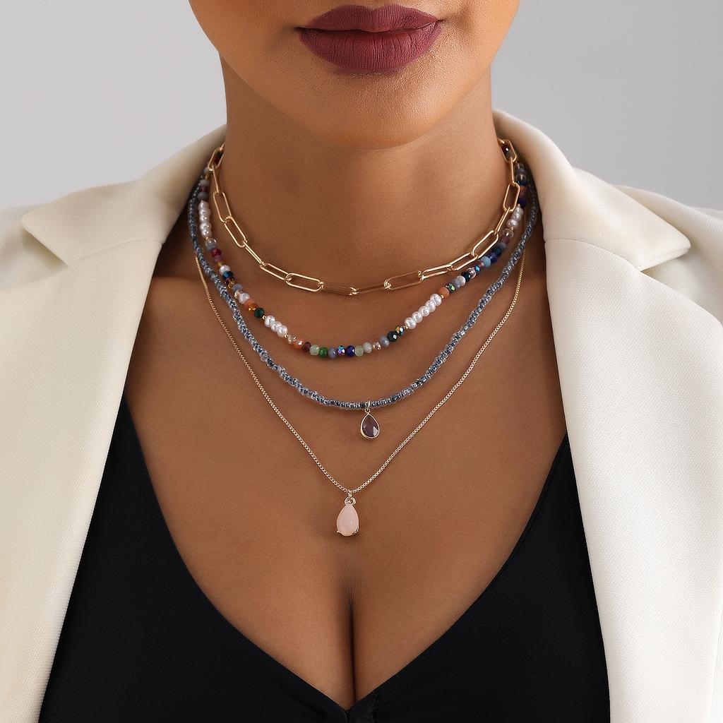 Bohemian Multi-layered Beaded Necklace Colorful Boho Beaded Necklace for Women Ethnic Jewelry Accessories