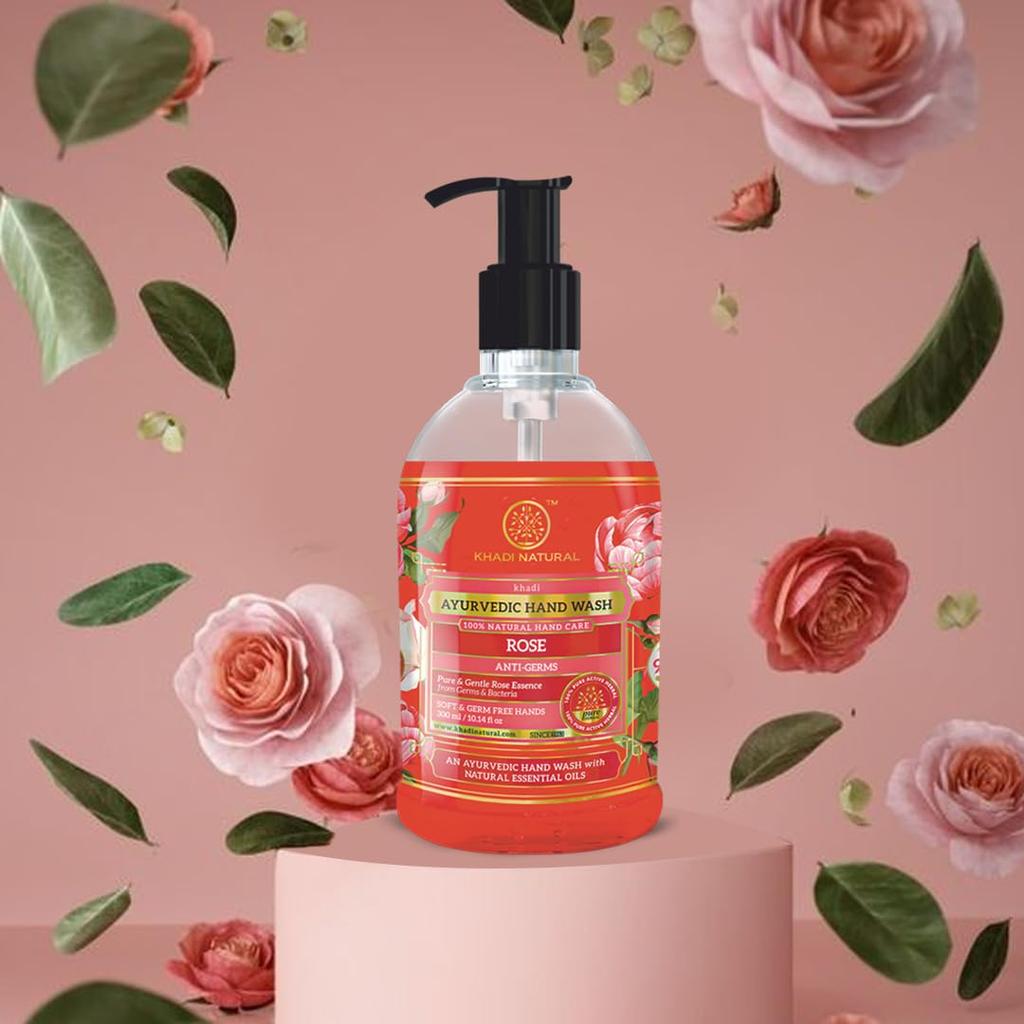 Khadi Natural Rose Fragrance Handwash 300 Ml X Pack Of 2 Hydrating Gentle Cleanser For Dry And Sensitive Skin