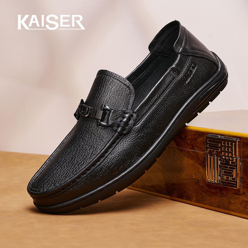 Caesar genuine leather bean shoes men's 2026 new sheepskin official one foot kick Le Fu shoes men's casual leather shoes soft