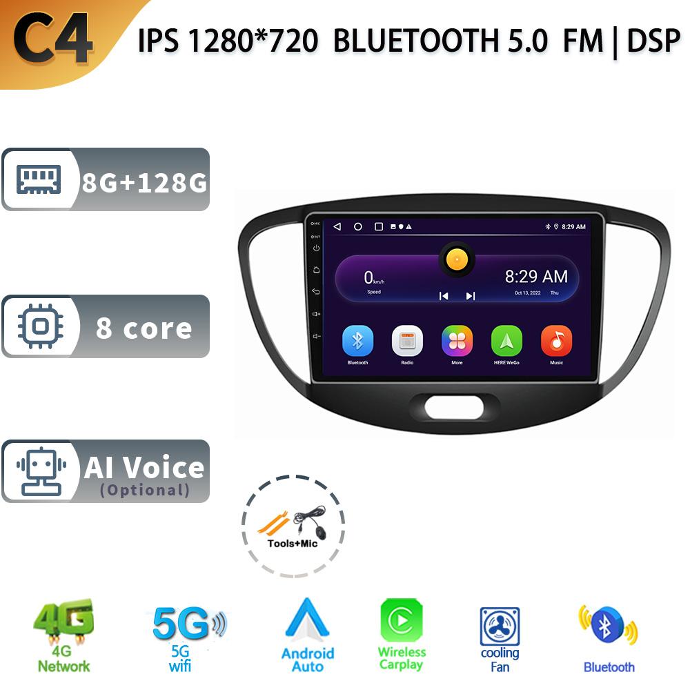 Android 13 для Hyundai i10 2010-2013 года выпуска, автомобильное радио, мультимедиа, навигация, автомобильный GPS, радио Carplay, экран 2 Din