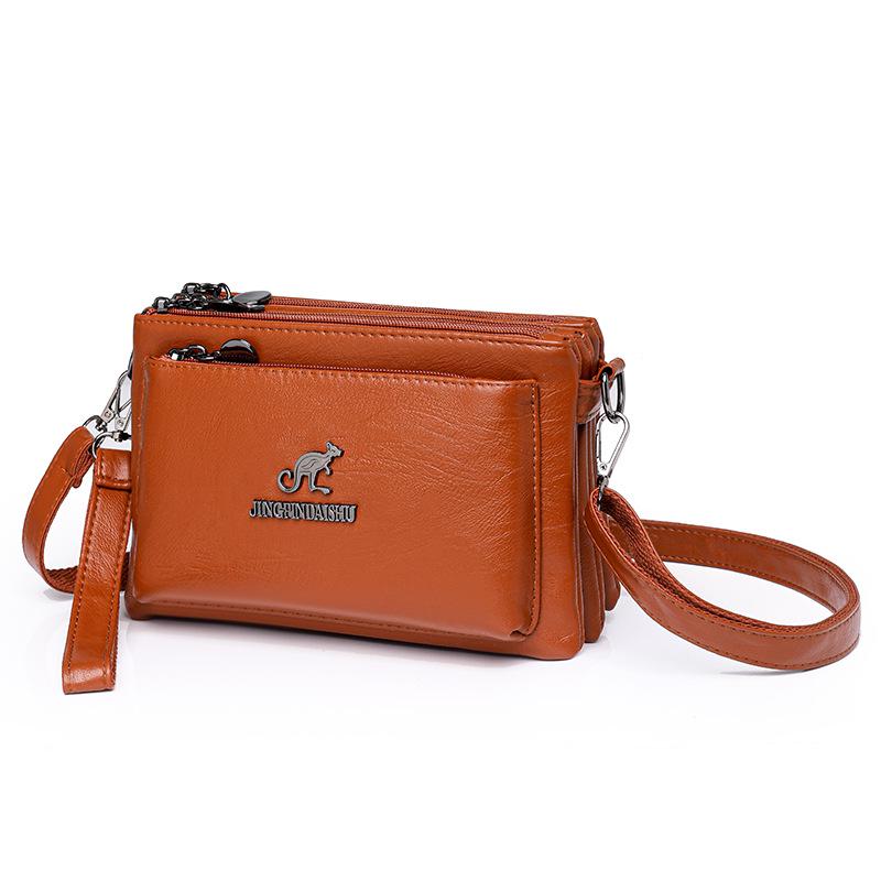 Трендовая женская многослойная сумка через плечо из мягкой кожи