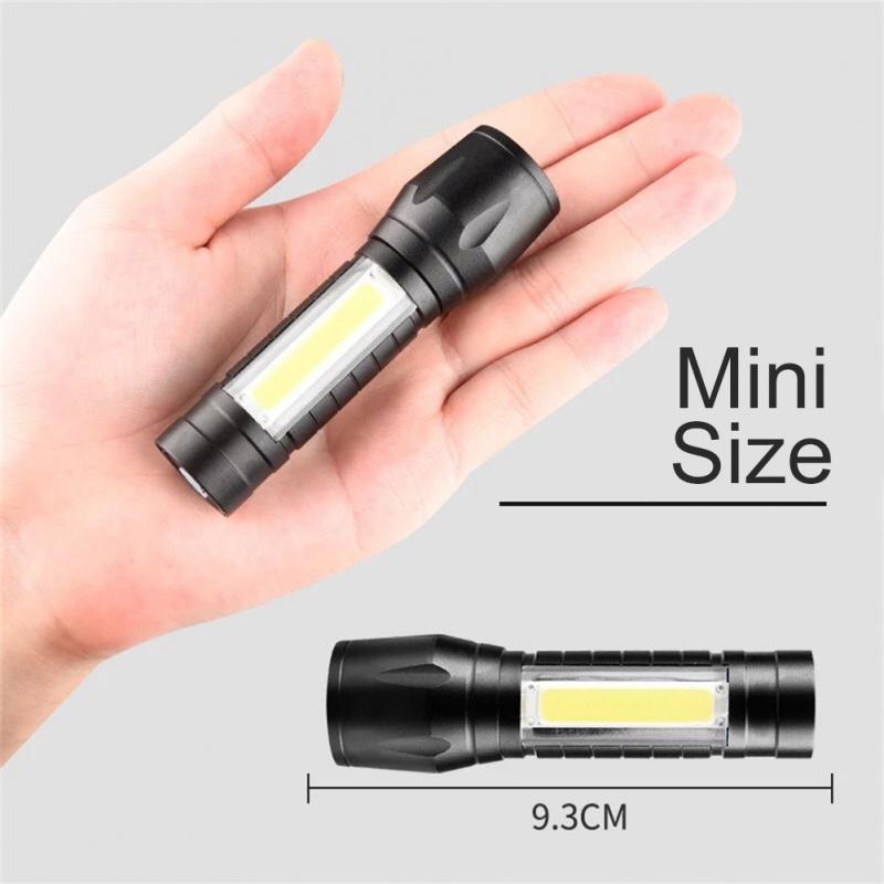 Portable LED Flashlight Zoom Focus Torch Lamp Rechargeable USB Lantern COB Built In Battery Q5 Waterproof Camping Lights