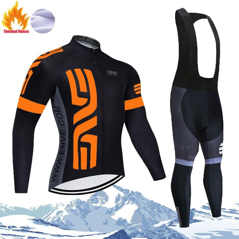 Winter Cycling Thermal Fleece Long Sleeve Set Men Women - Warm Breathable Bike Apparel
