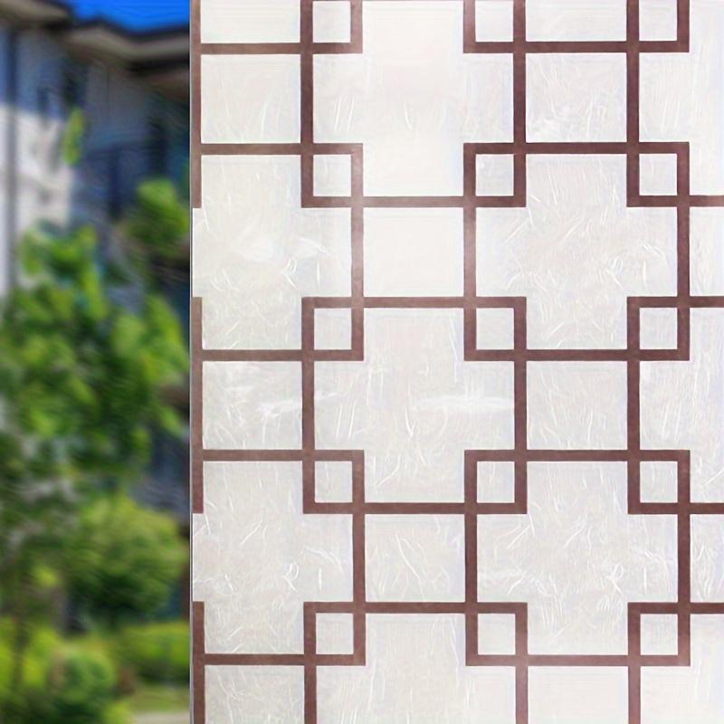 1 рулон с клеем, коричневая клетчатая наклейка на окно, непрозрачная, специальная пленка для дверей и окон, наклейка на стекло, ванная комната, офис, кухня, окно