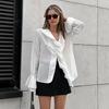 French chiffon ruffle top 1116 spring design sense loose white lace-up cardigan shirt women's clothing