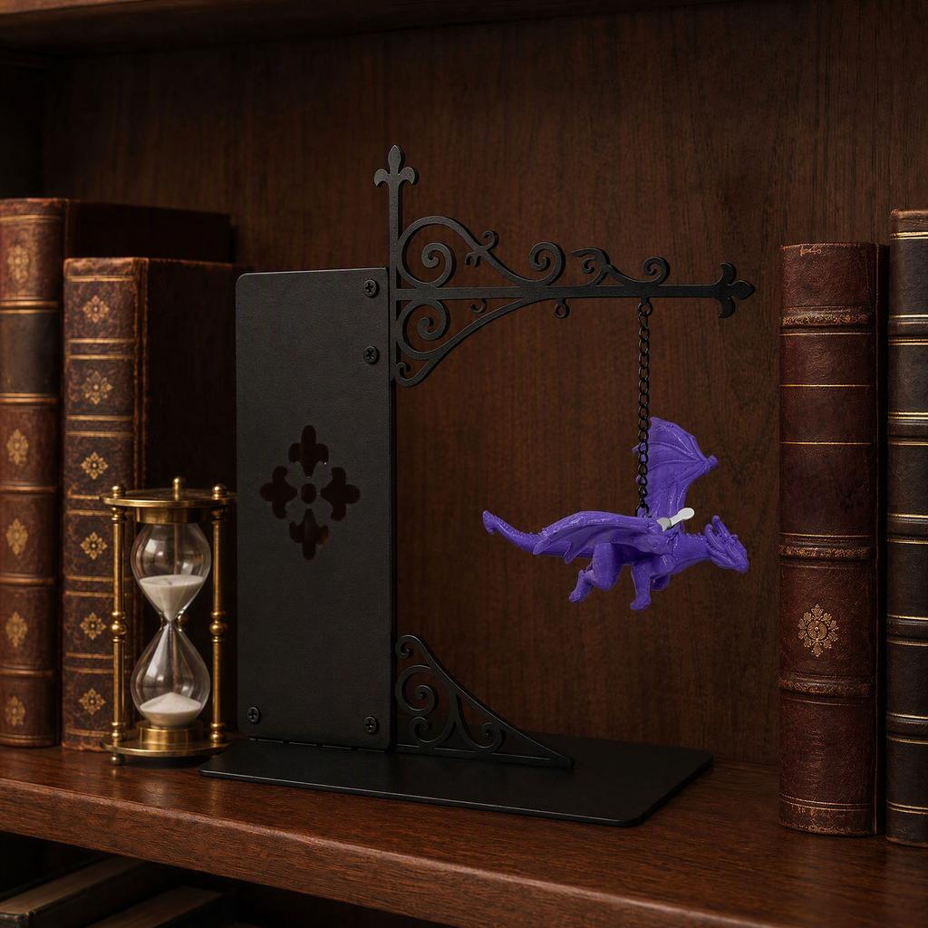 Glowing Dragon Bookshelf Light Fantasy Night Lamp Gothic Sculpture Ambient Home Decor