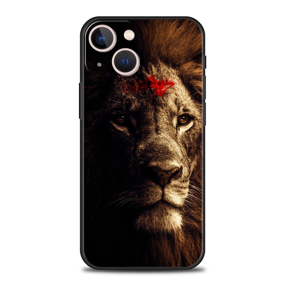 Black Cheetah Tiger Lion Animals Soft Phone Case For iPhone 11 12 13 15 14 Pro Max X XR XS 7 8 Plus SE 2020 Luxury Black Cover