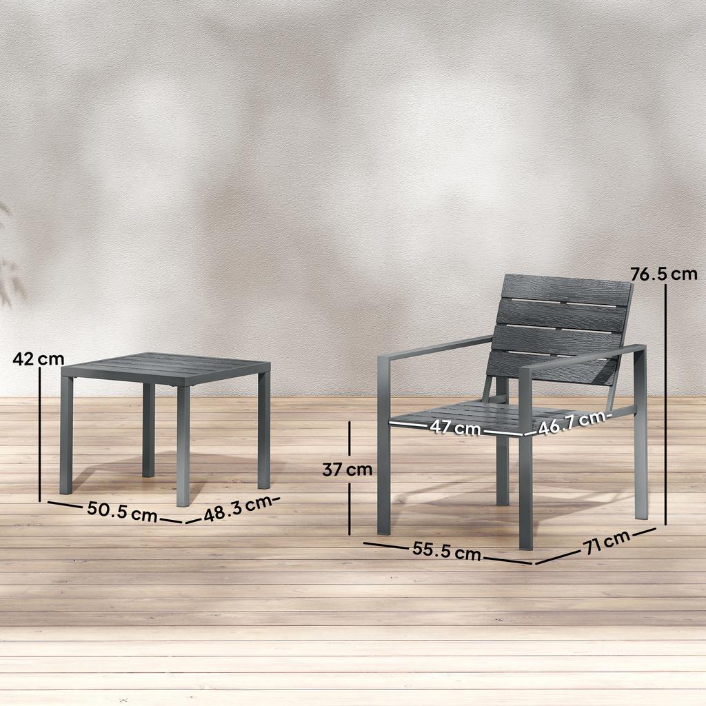 3 Pieces Garden Bistro Set For 2 Outdoor Bistro Table And Chairs With Metal Frame Plastic Patio Furniture Set
