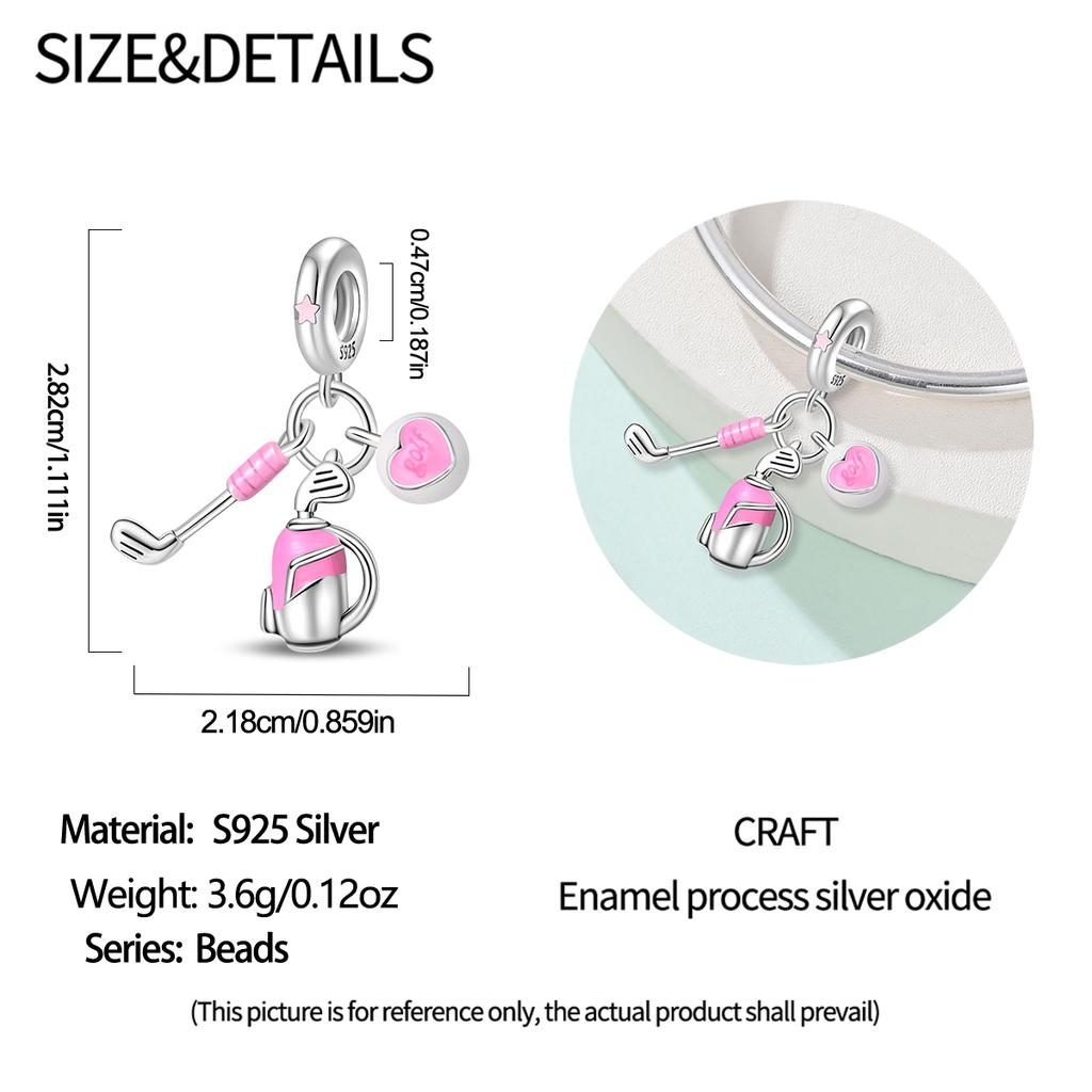 Copper Sports Badminton Football Dumbbells Beads Dangle Fit Charms Copper Original Bangle Bracelet Diy Jewelry