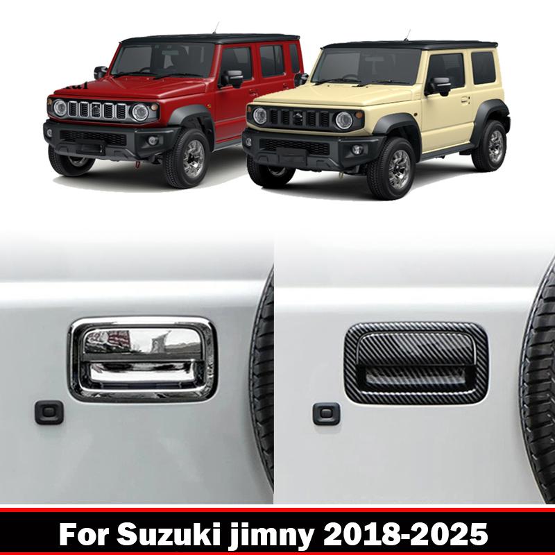 Для Suzuki Jimny 2018-2025 JB74 JB64 ABS Черный хром Кольцо Ручки Задней Двери Багажника Накладка Декор Аксессуары для Автомобиля