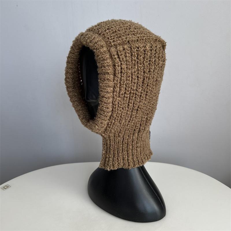 Thick Thread Knitted Balaclava Hat Scarf Integrated Shawl Women's Winter Fashion Warm Hat