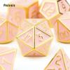 7 Pcs Golden Orange Standard Metal Dice Solid Metal Polyhedral Dice Set Suitable for Role-Playing RPG  Board Game Card Game