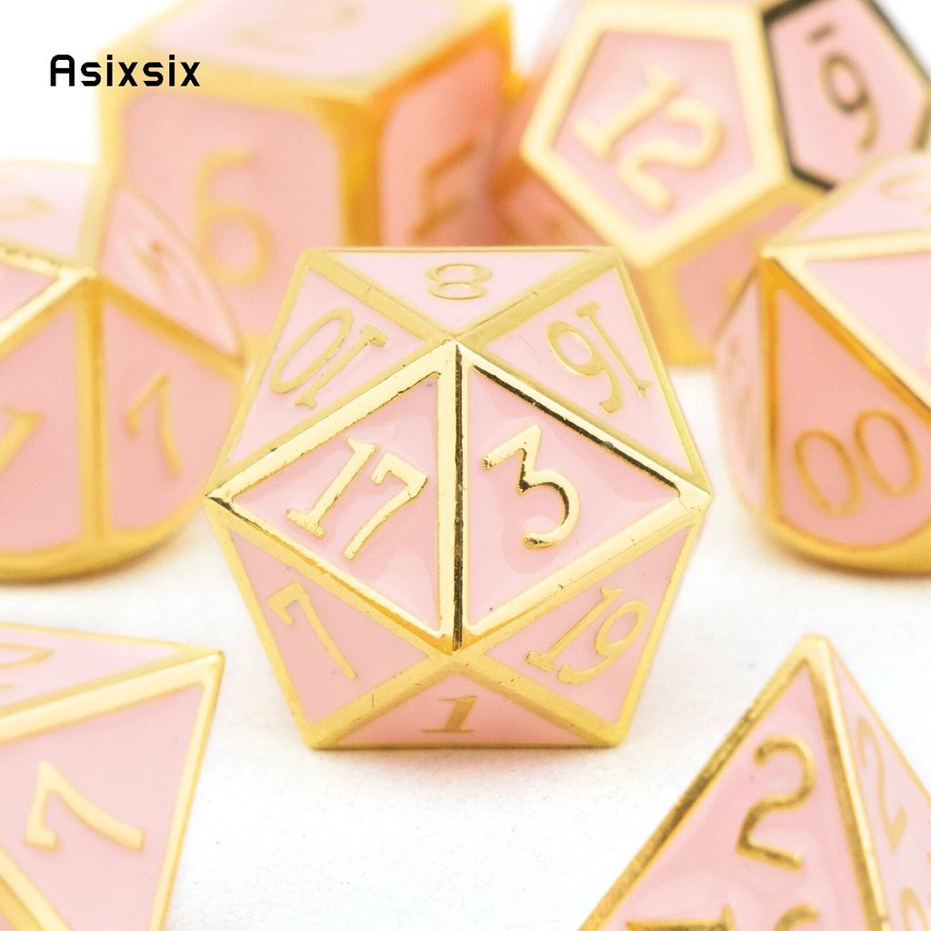 7 Pcs Golden Orange Standard Metal Dice Solid Metal Polyhedral Dice Set Suitable for Role-Playing RPG Board Game Card Game
