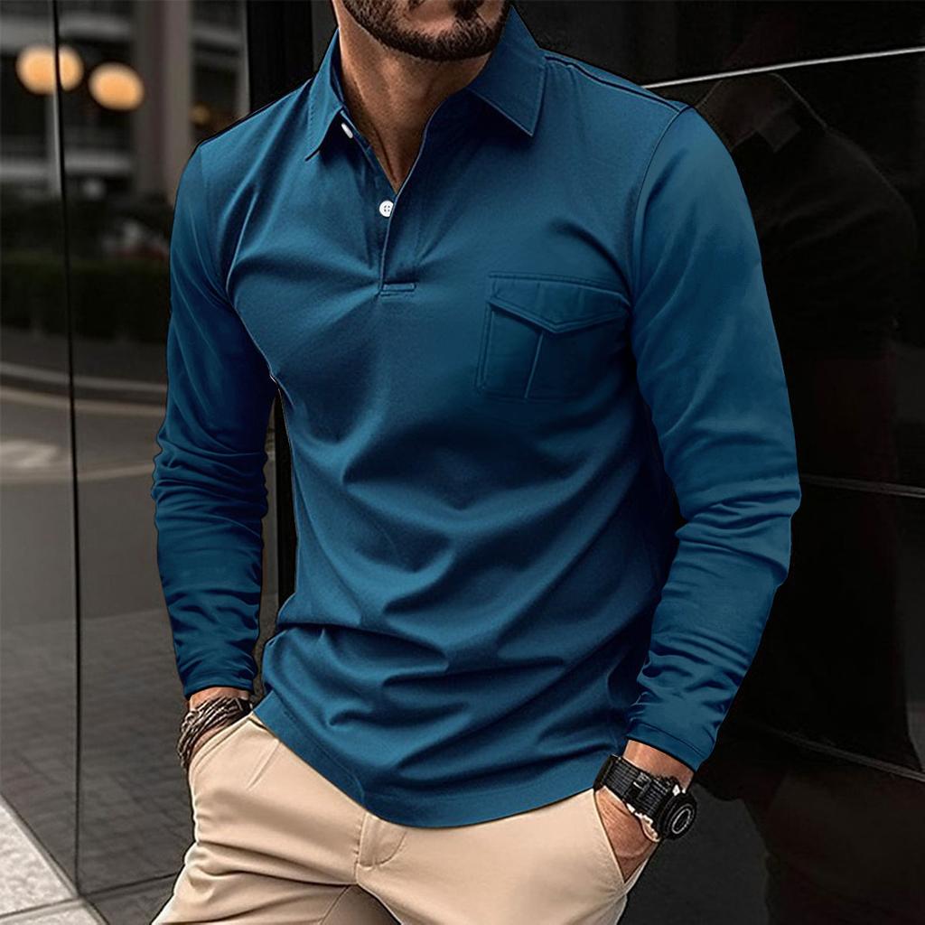 Spring and Autumn New Men's Long-sleeved Polo Shirt Casual Lapel Sports Polo Shirt