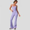 Womens High-Waisted Flared Leggings With Built-in Bra Top Set Yoga Activewear Gym Running Dance
