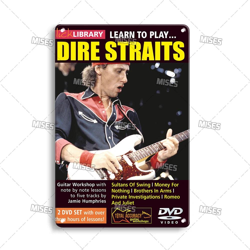 MISES Рок-группа Металлический плакат DIRE STRAITS Группа Декоративная табличка Металлическая вывеска Ржавая металлическая табличка Дом Клуб Кухня Металлическая жестяная табличка