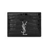 Ysl Cassandre Серебряный Логотип Узор под Крокодила Глянцевая Телячья Кожа Держатель для Карт Женские Аксессуары Черный 423303-DND0N-1000