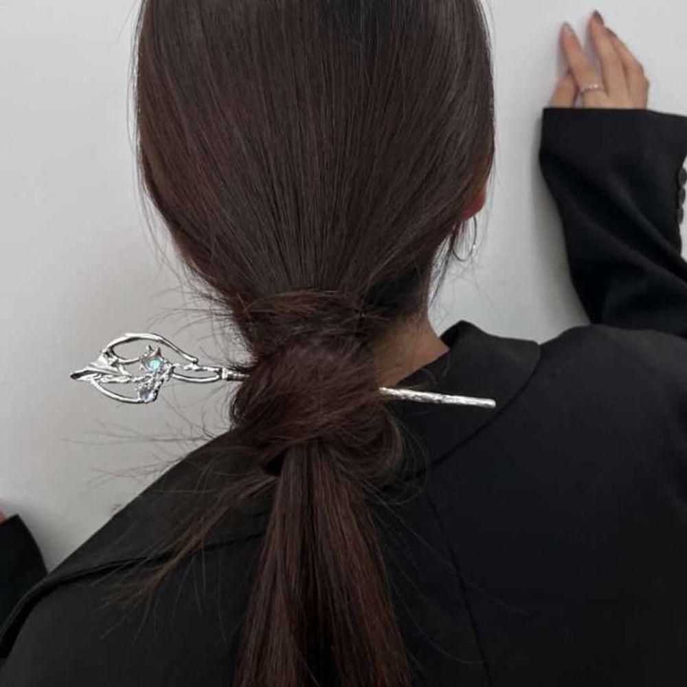 Silver Women Moonstone Zinc Zinc Alloy Women Hairpin Chinese Style Hairpin Hair Accessory Fashion Headwear