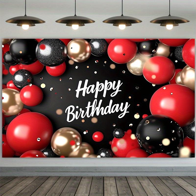 1pc Birthday Elegant Hanging Banner Red Black Polyester