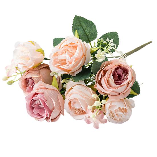 Artificial Bouquet Fake Peony Micro Landscaping Faux Silk Flower Vase Decorating Fake Flowers for Meeting Room