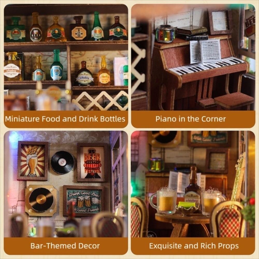 Assembly Required 3D Bookend Model Wooden Miniature Dollhouse Kit  For Bookshelf Decoration