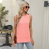 Женская новая весенне-летняя майка с круглым вырезом без рукавов футболка с открытыми свободными топами