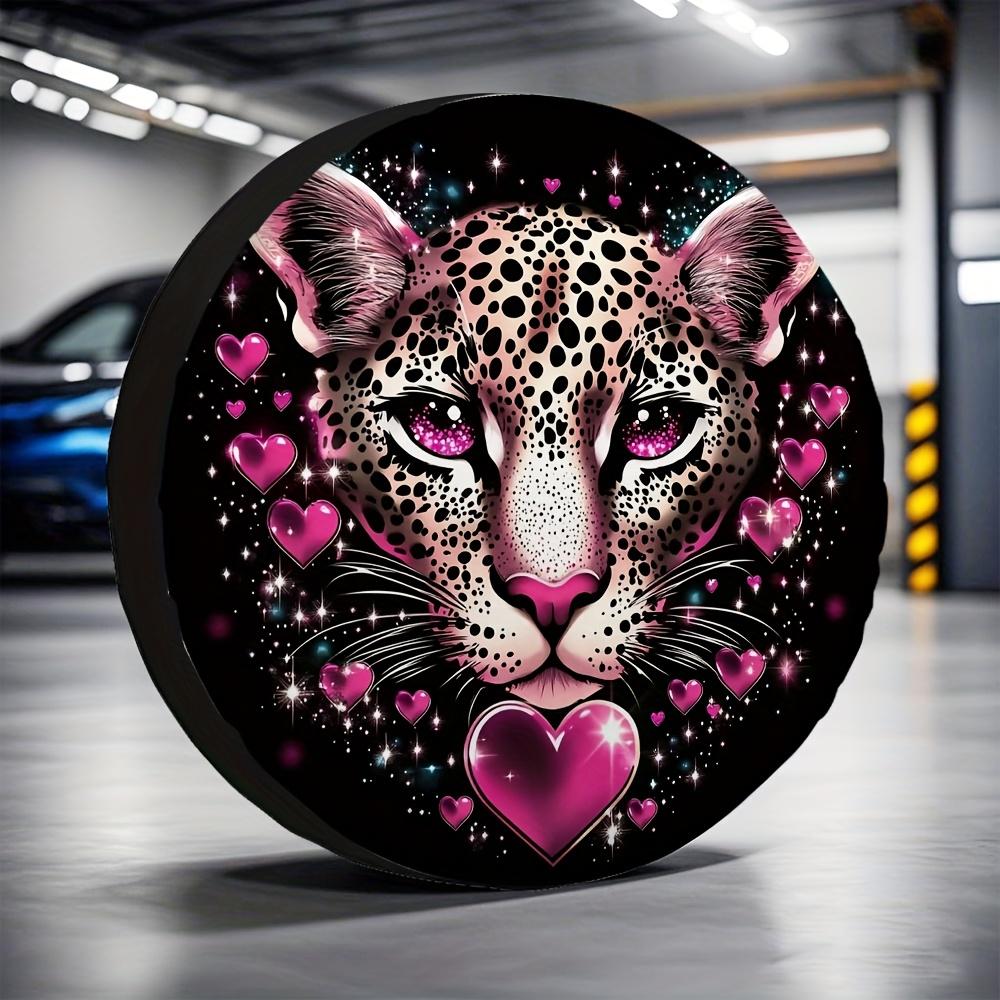 1pc, Car Tire Cover Leopard (2) Versatile Polyester Fabric,Without Electricity Car Decor Use For Street Parking Spaces
