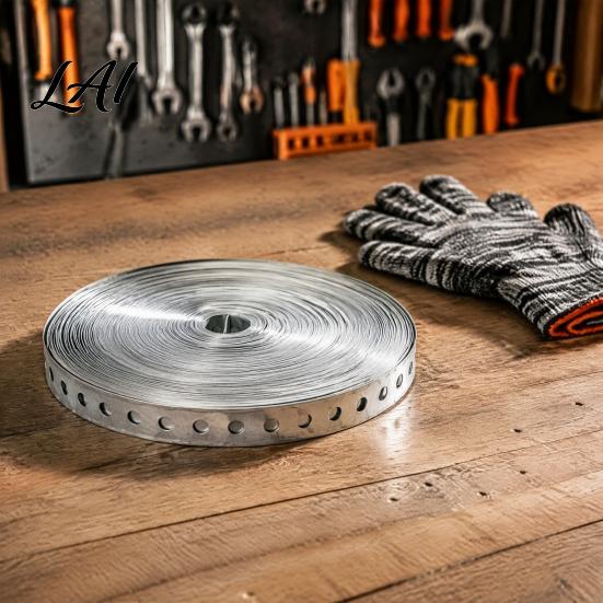 Carbon Steel Mounting Strip Galvanized Metal Pipe Strap with 1/4 3/17Inch Predrilled Holes 24-Gauge Durable Fixing Band Hanging Support Gloves