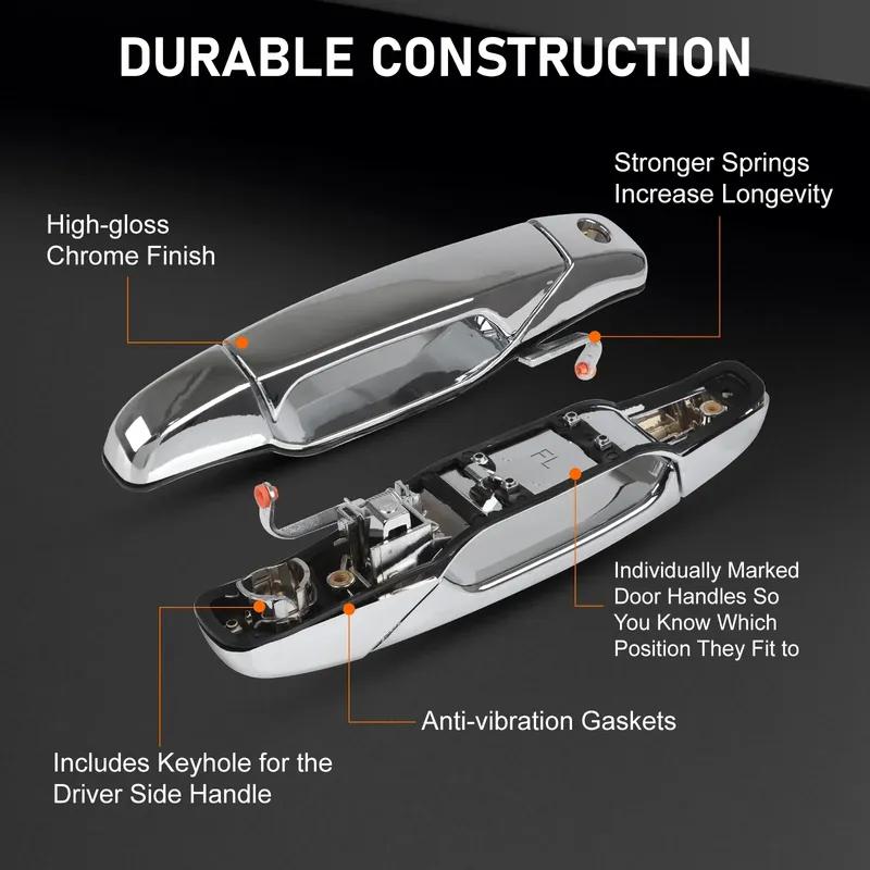 4PCS Chrome Black Door Handle Replacement Front Rear for Yukon Truck Cadillac Escalade 2007-2014 & Chevy Silverado GMC Sierra