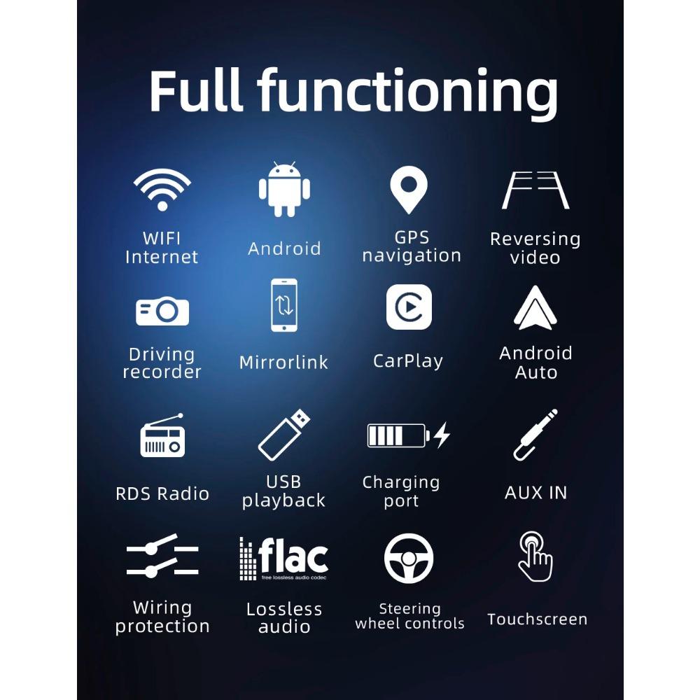 2+32GB Universal 1Din Android Car Radio 7 Inch Electric Retractable Screen Wireless Carplay Multimedia Player Autoradio Navigation GPS