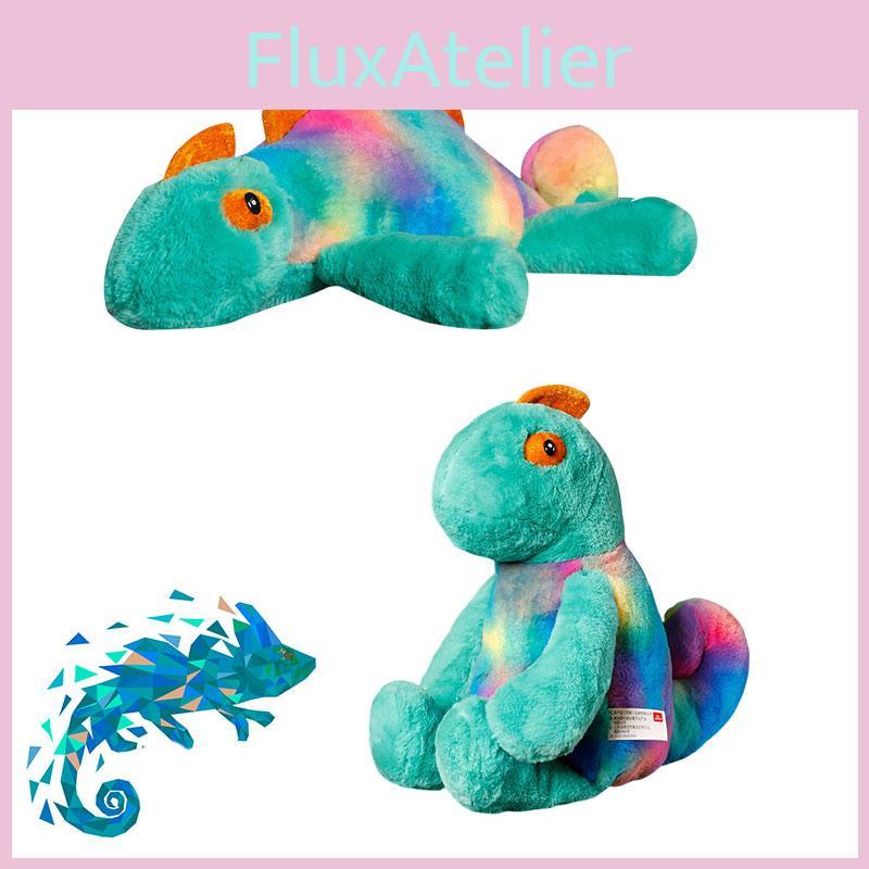 Милая плюшевая игрушка-хамелеон, меняющая цвет, длинношерстная набивная кукла-ящерица, оптовый подарок, украшение